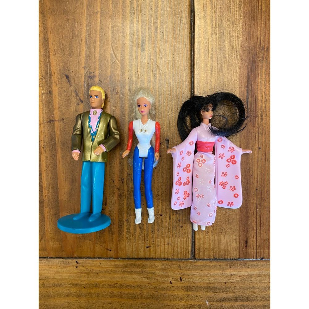 BARBIE -Mini Dolls, Vintage 1990s, Lot of 3, Plastic, 4" Tall, Mattel, McDonalds